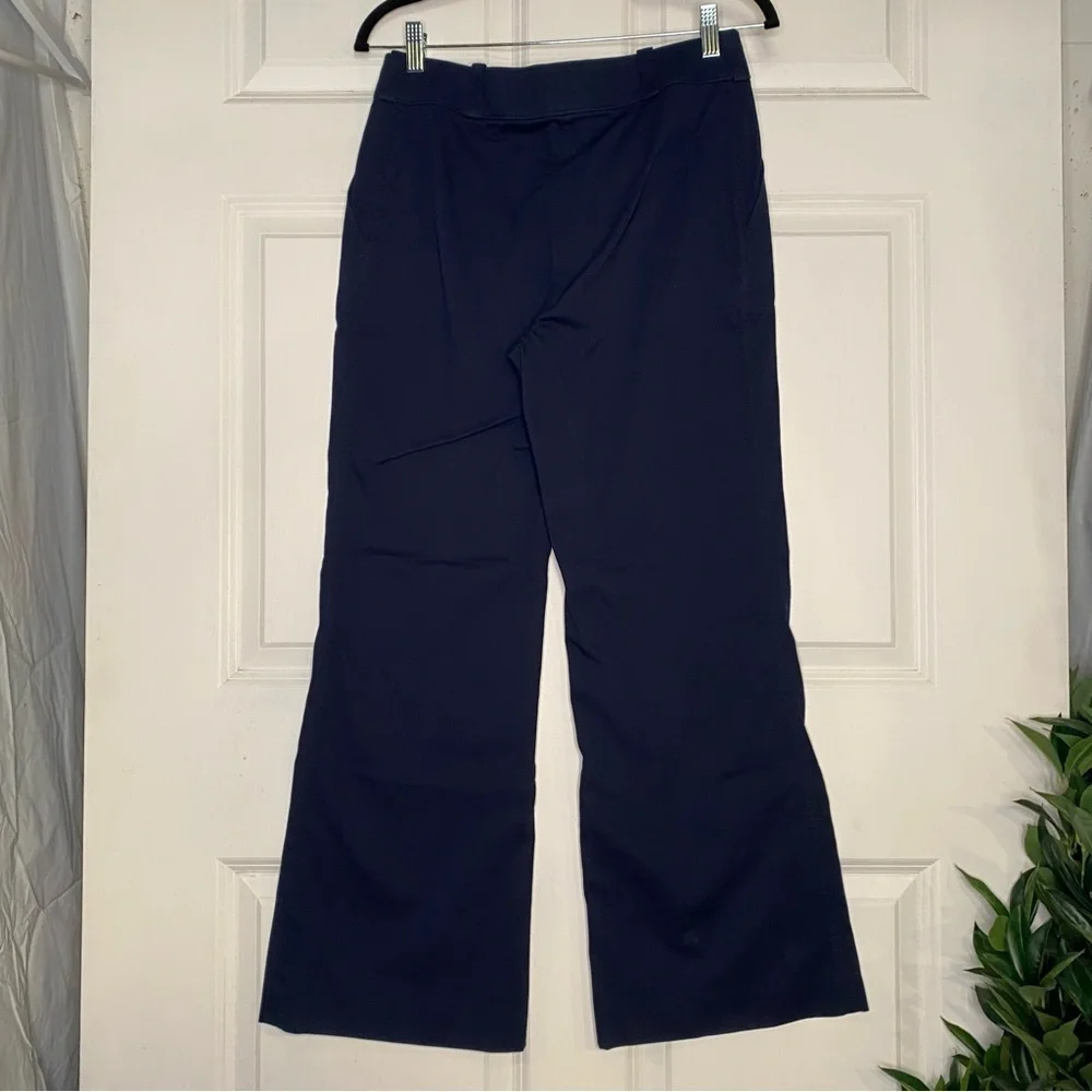Tory Burch Navy Blue Flared leg Flat Front Gold Button Pants Size 4